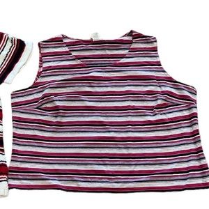 CST Sports Knit top with horizontal black red and white stripes Sz 2X